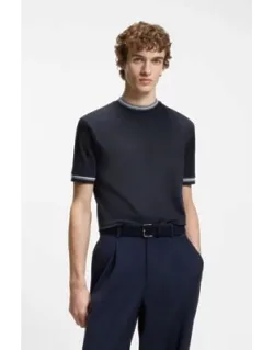 Contrast-tipping Slim-fit T-shirt In Mercerised Cotton