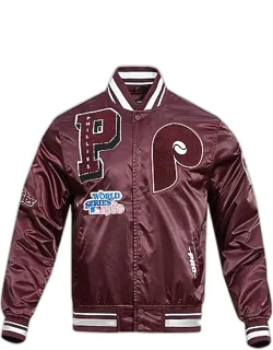 Philadelphia Phillies Mlb Retro Classic Mashup Rib Satin Jacket