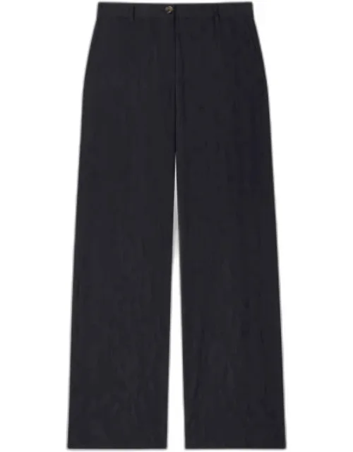 Seersucker Wide Leg Trousers