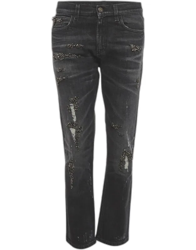 Denim Embellished Straight Fit Jeans