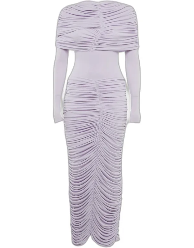 Symmetrical Draped Shoulder Serafina Dress