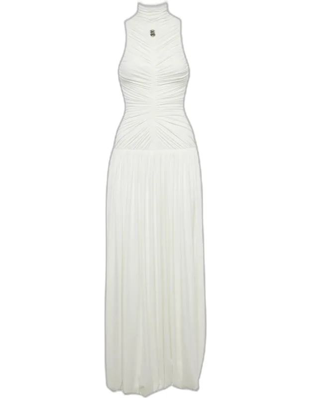 Jersey Draped Ruched Maxi Dress