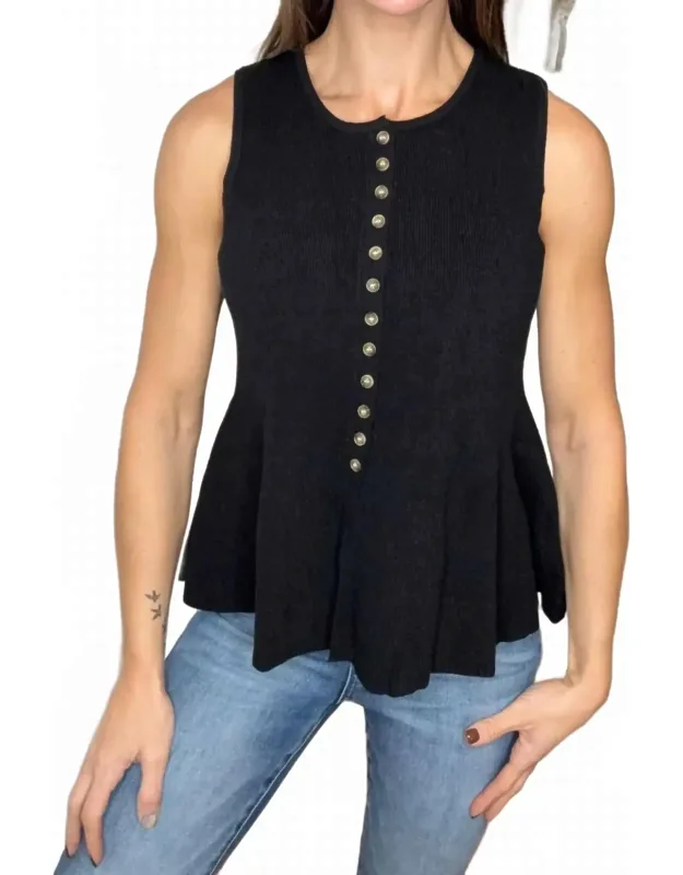 Button Down Peplum Sweater Vest