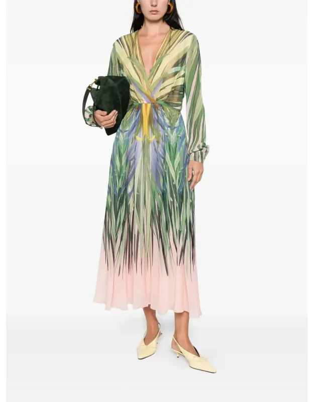 Printed Chiffon Midi Dress