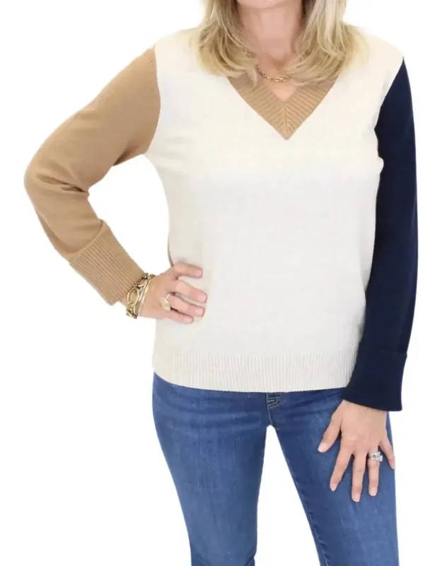 Colorblock V-neck Sweater