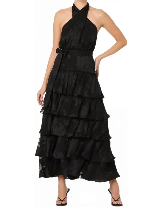 Tiered Halter Maxi Dress