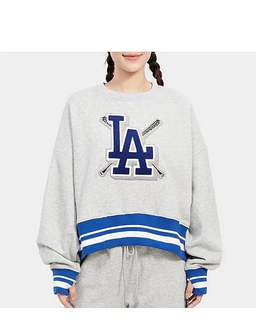 Pro Standard Los Angeles Dodgers Mlb Mashup Rib Fleece Crewneck Sweatshirt