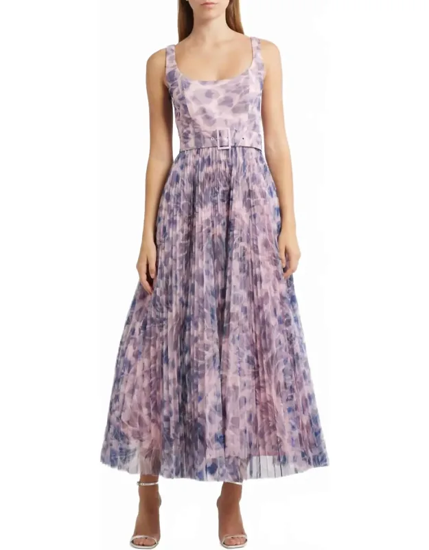 Pleated Sleeveless Fit & Flare Cocktail Dress