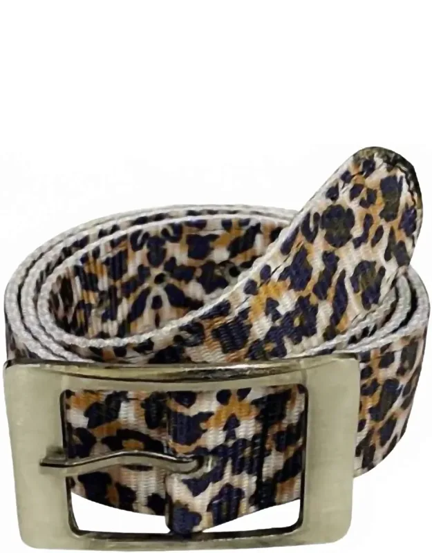 Nylon Pre Punched Holes Belt In Leopard