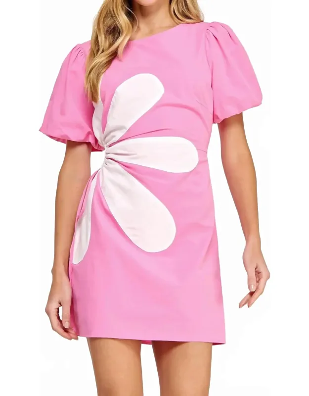 Side Cut-out Flower Detail Mini Dress