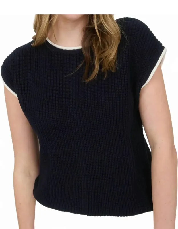 Contrast Short Sleeve Sweater