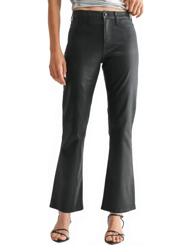 Mid Rise Coated Slim Cropped Bootcut Jeans