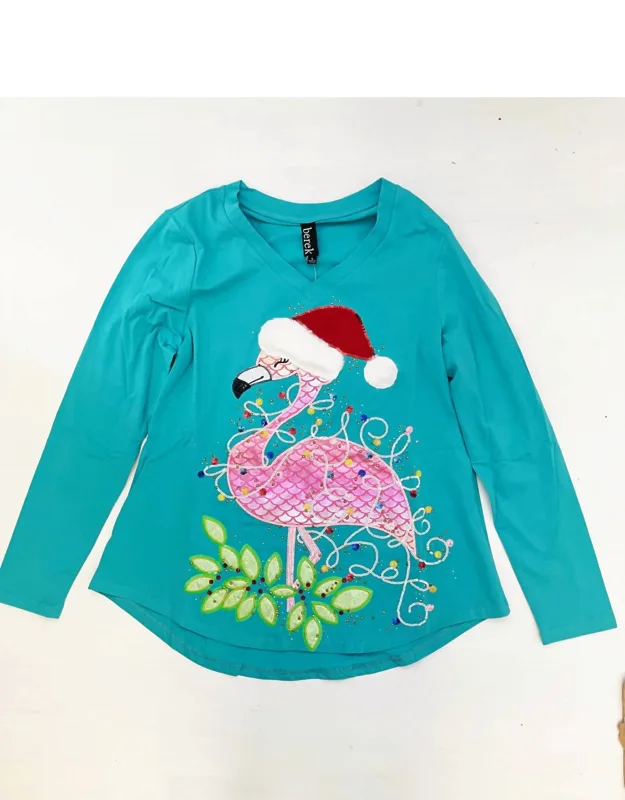 Flamingo In Santa Hat Tunic