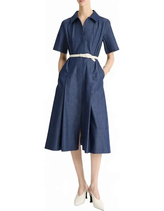 Denim Short Sleeve Shirt Dress