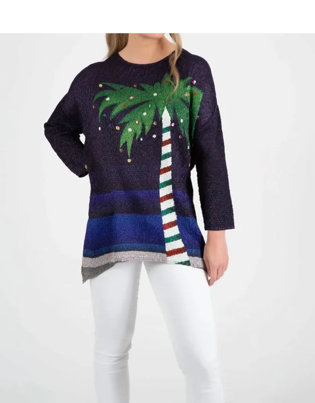 Holiday Palms Long Sleeve Tunic