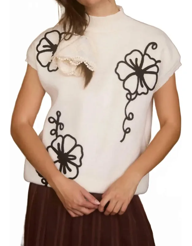 Floral Mock Neck Sweater