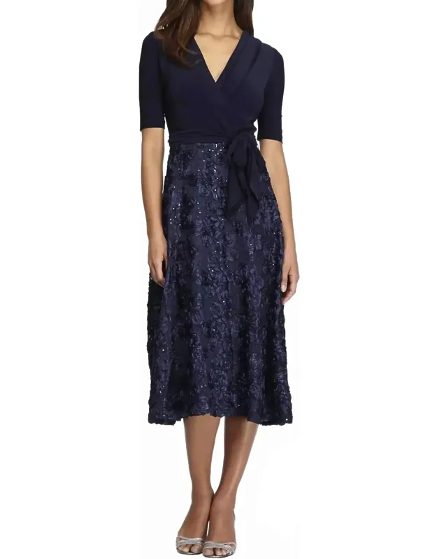 Sequin Lace And Jersey Fit-and-flare Party Dress