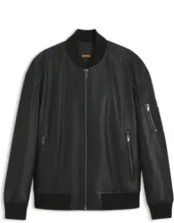 Sleeve-pocket Bomber Jacket In Leather