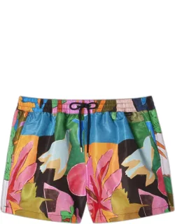 River Collage Print Swim Shorts