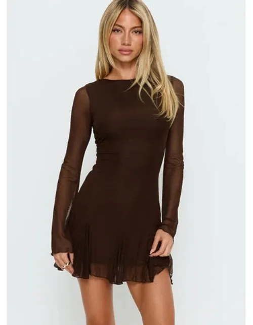 Evita Long Sleeve Pleat Mini Dress