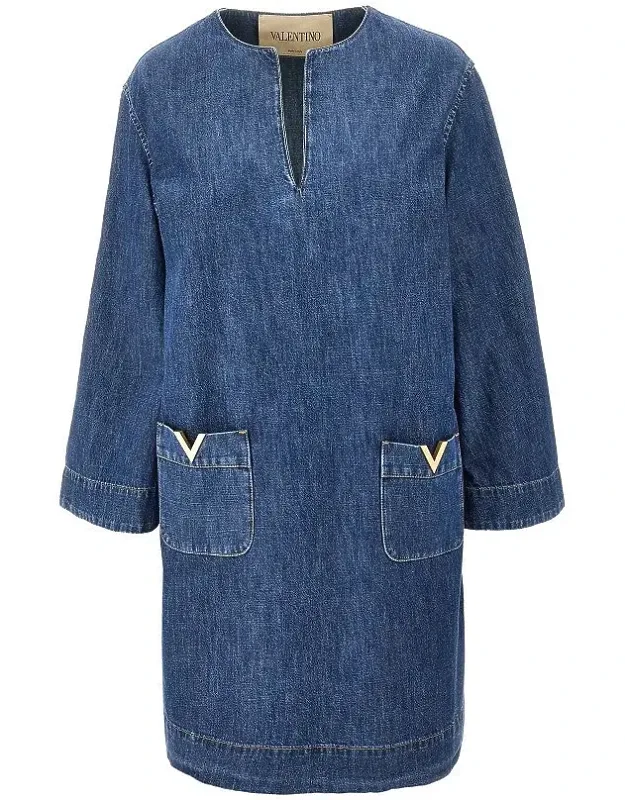 Denim Mini Skirt With V Gold Details