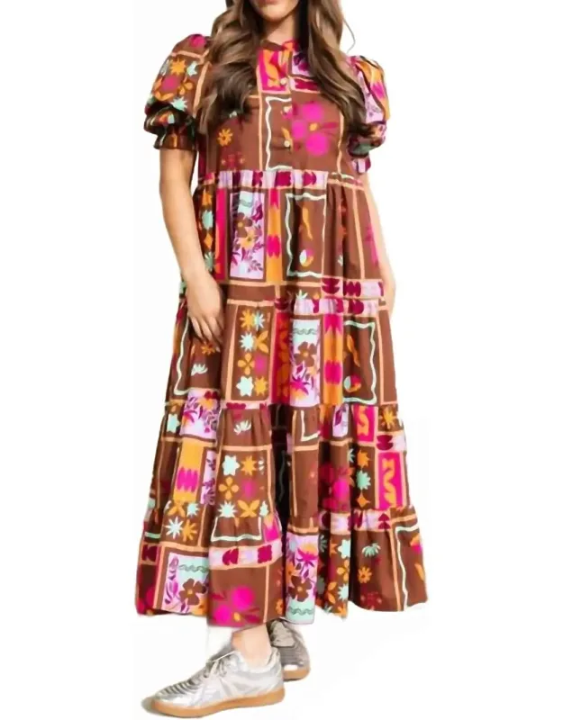 Tiered Floral Frame Maxi Dress
