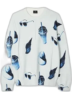 Light Blue 'sunbleached Snaps' Print Sweater