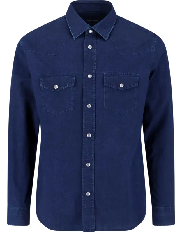 'western Shirt With Classic Collar And Button Cuffs'