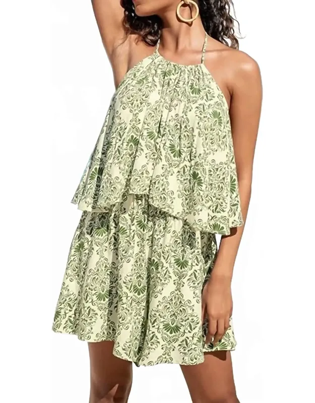Floral Beach Halter Flounce Romper