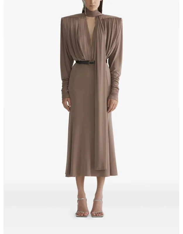 Draped Long-sleeve Dress