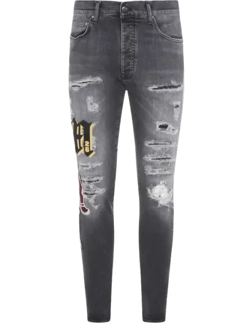 Ripped Patch Skinny Jeans