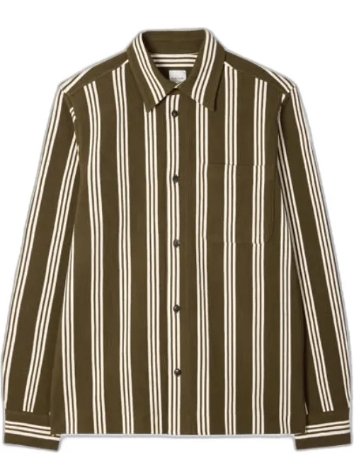Khaki Cotton-blend Jersey Stripe Shirt
