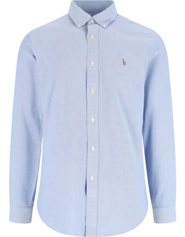 Logo Shirt Cotton Button-down Collar