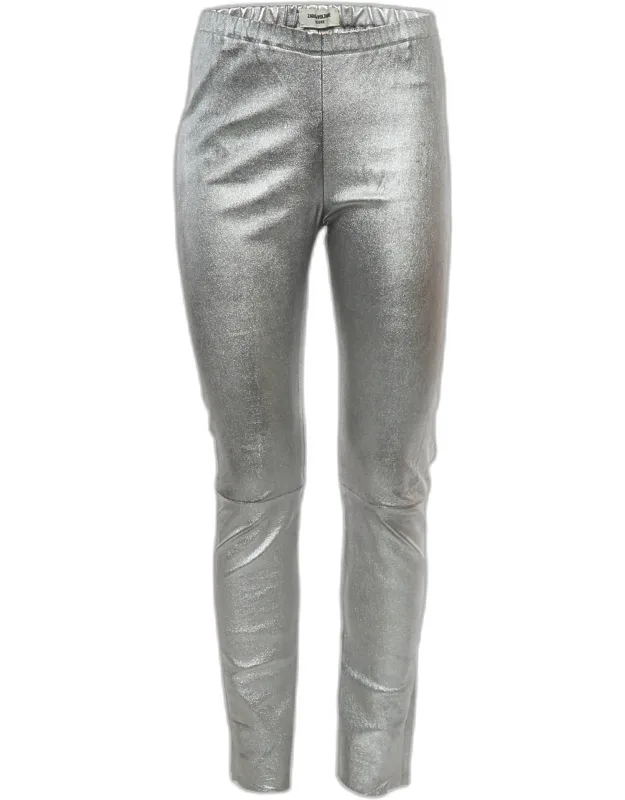 Deluxe Silver Leather Leggings