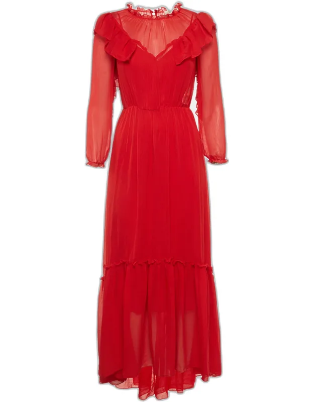 Chiffon Ruffle Maxi Dress