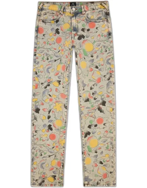 Relaxed Tapered-fit 'good Fortune Floral' Print Jeans
