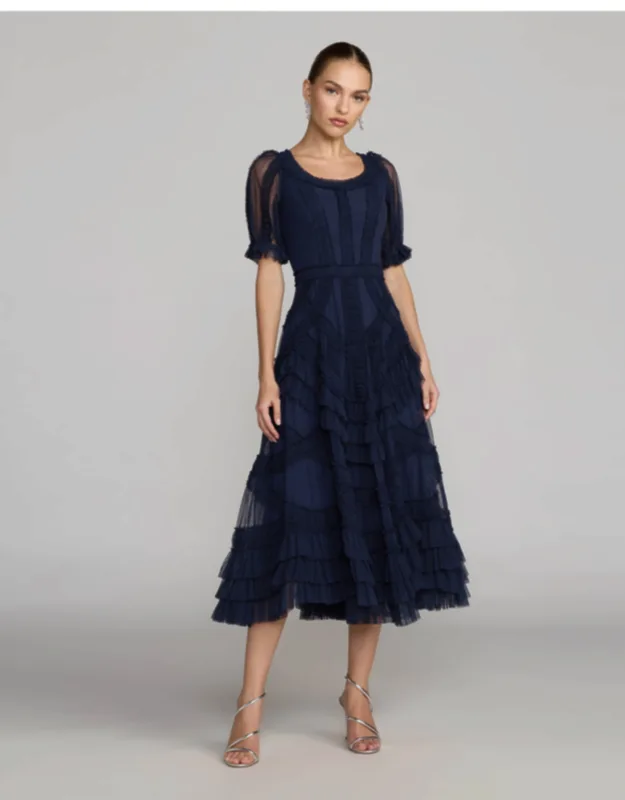 Micro Ruffle Midi Dress