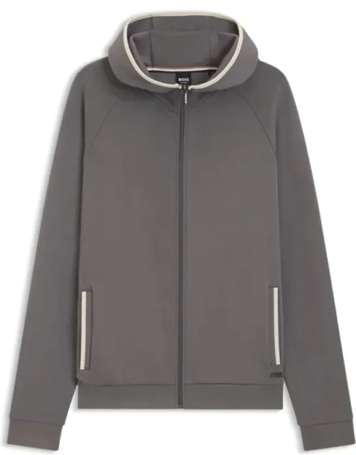 Contrast-binding Zip-up Hoodie