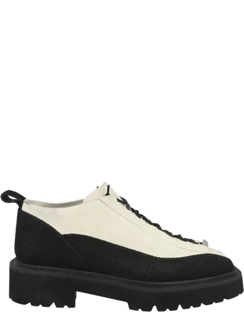 Atlante Two-tone Suede Ankle Boots With Block Heel And Lace Up Closure