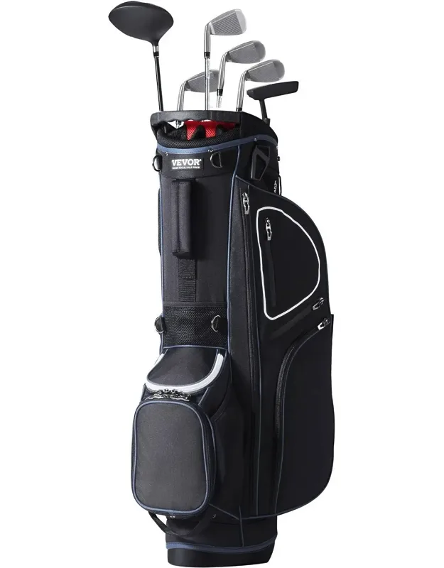 10pcs Golf Cart Bag With 14 Way Organizer Divider Top, 35' 11 Pockets Premium Cart Bag With Stand, Durable Golf Bag With Handles & Dust Cover & Detachable Dual Strap