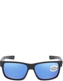 Half Moon Blue Mirror Polarized Rectangular Sunglasses