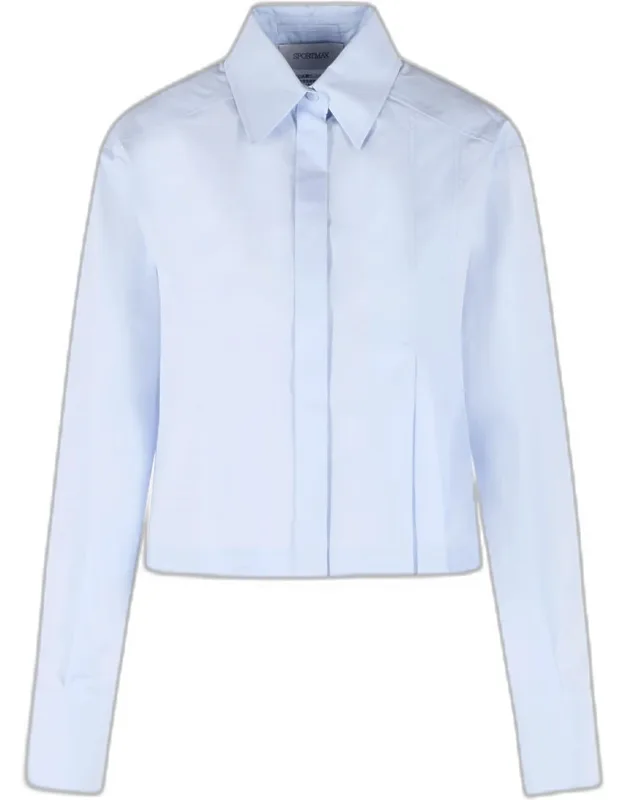 Cropped Shirt In Cotton Poplin With Asymmetrical Design