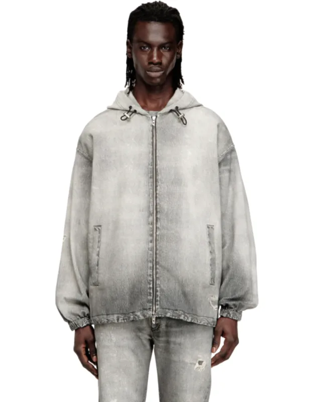 Hooded Jacket In Trompe L'oeil Denim