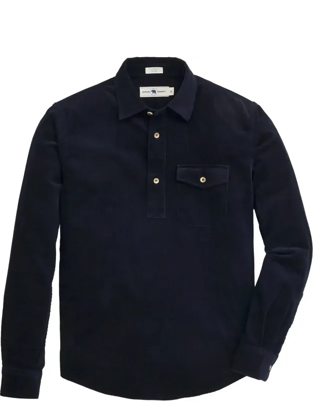 Stretch Cord Half Button Shirt