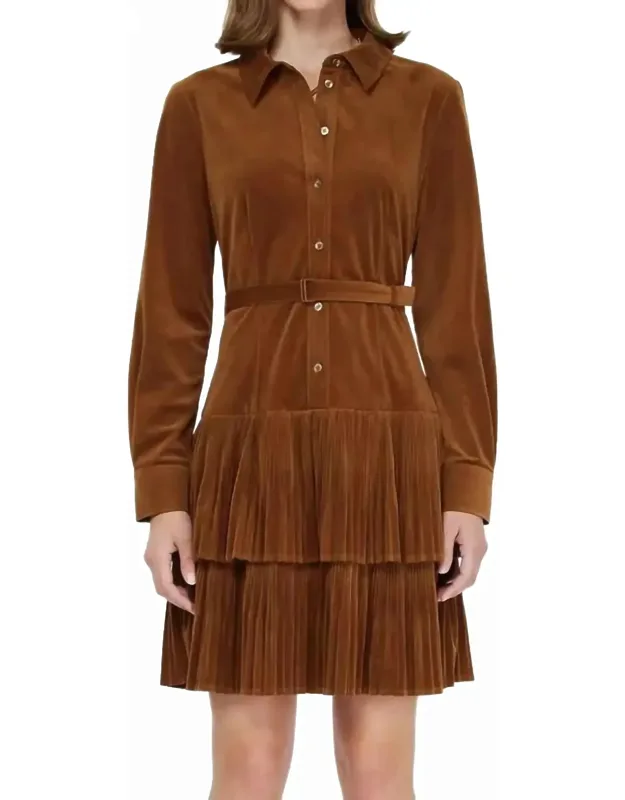 Pleated Tiered Mini Dress