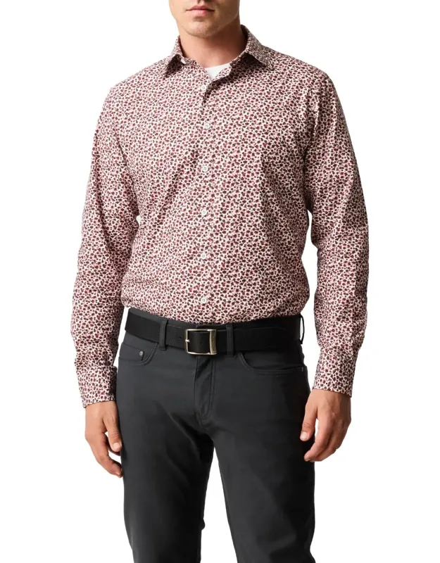 Greenstreet Sports Fit Shirt - Lightweight Poplin With Ink Blot Pattern