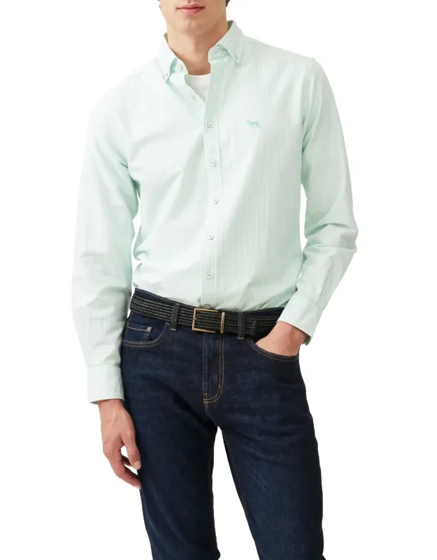 Gunn Oxford Stripe Sports Fit Shirt, Italian Fabric, Button-down Collar