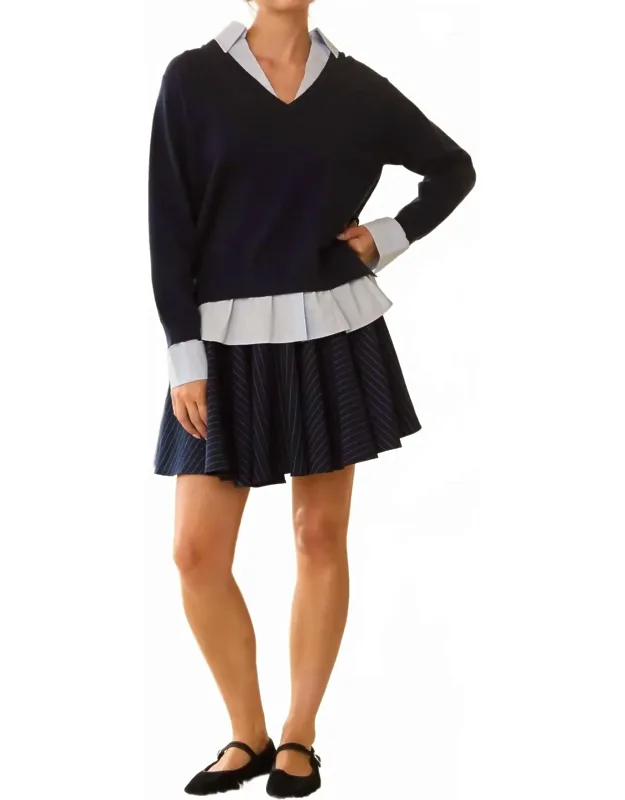 Pinstripe Skater Mini Skirt