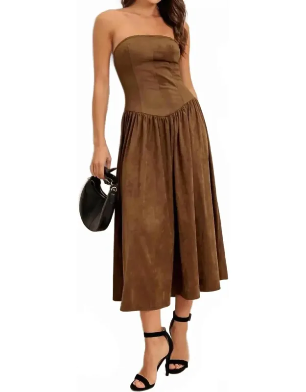 Faux Suede Midi Dress