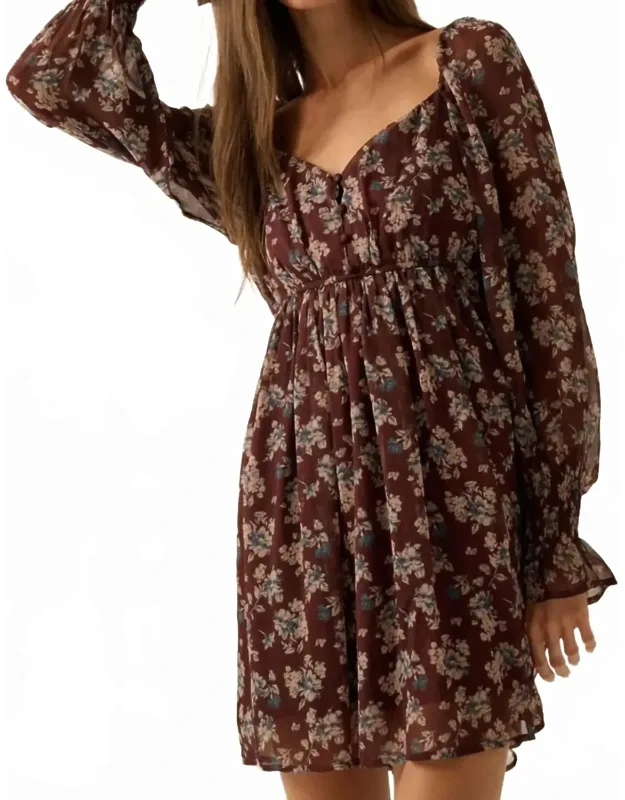 Blooming Fields Floral Chiffon Peasant Mini Dress